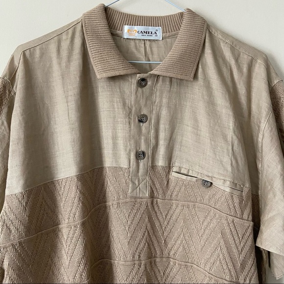 Mens Beige Ramie Polo Shirt size 38 - Picture 4 of 7